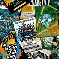 Noordwand behang good vibes club posters groen en oranje - thumbnail