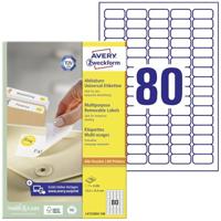 Avery-Zweckform L4732REV-100 Universele etiketten 35.6 x 16.9 mm Papier Wit 8000 stuk(s) Weer verwijderbaar Inkjet, Laser (zwart/wit), Laser (kleur), Kopiëren - thumbnail