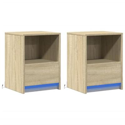Nachtkastjes met LED-verlichting 2 st bewerkt hout sonoma eiken