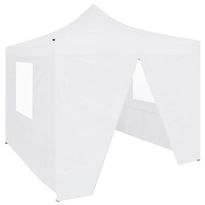 VidaXL Partytent met 4 zijwanden inklapbaar 2x2 m staal wit