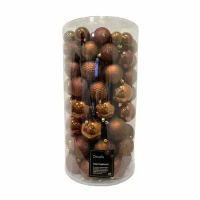Kerstballen Mix Plastic Espresso Bruin 100st