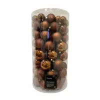 Kerstballen Mix Plastic Espresso Bruin 100st - thumbnail