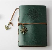 2 PC'S spiraal notebook dagboek Kladblok Vintage piraat ankers PU lederen briefpapier gift reiziger Journal papierformaat: S (groen) - thumbnail