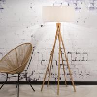 Good&Mojo Vloerlamp 'Kilimanjaro' Bamboe en Eco linnen, kleur Wit - thumbnail