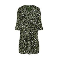 KIDS ONLY jurk KONPELLA met all over print en plooien groen/zwart/wit - thumbnail