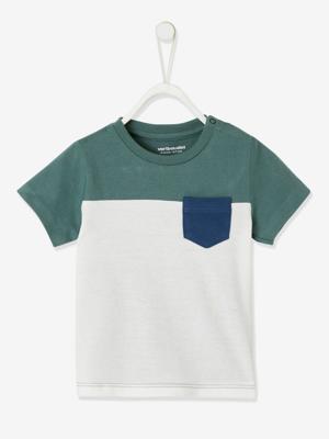 Baby colorblock T-shirt met korte mouwen groengrijs Baby colorblock T-shirt met korte mouwen groengrijs