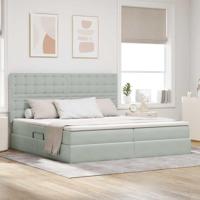 Opbergbed met LED met matras Lichtgrijs 200 x 200 cm Fluweel - thumbnail