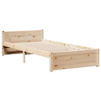 Bedframe met hoofdbord massief grenenhout 75x190 cm - thumbnail