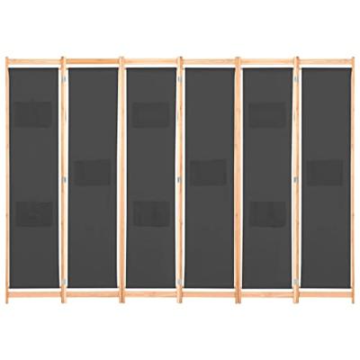 Kamerscherm met 6 panelen 240x170x4 cm stof grijs