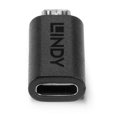 Lindy 41903 tussenstuk voor kabels USB Type C USB Type Micro-B Zwart - thumbnail