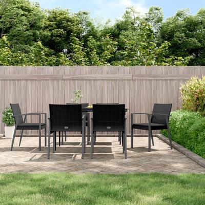 Tuinstoelen 6 st met kussens 56,5x57x83 cm poly rattan zwart