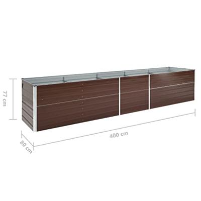 VidaXL Plantenbak verhoogd 400x80x77 cm gegalvaniseerd staal bruin