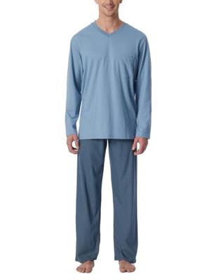 Schiesser Pyjama blue met V-hals