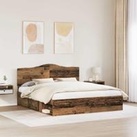 Bedframe met hoofdeinde Oudhout 200 x 200 cm Massief grenenhout - thumbnail