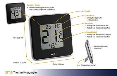 TFA Dostmann Style 30.5021.01 Thermo- en hygrometer Zwart