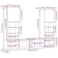5-delige Tv-wandmeubelset met LED-verlichting bewerkt hout wit - thumbnail