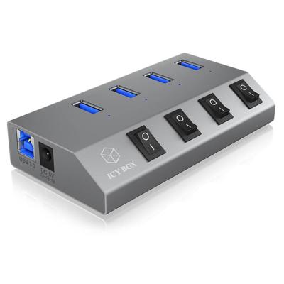 ICY BOX 4 Poorten Hub USB 3.0 Antraciet