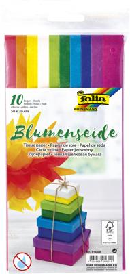 Zijdevloeipapier folia 50x70cm 20gr assorti 10vel | 10 stuks