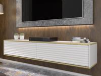 Zwevend tv-meubel SUBO 2 deuren wit/goud - thumbnail