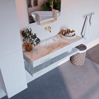 MONDIAZ ALAN-DLUX 120cm planchet Frappe. Vrijhangende wastafel CLOUD midden zonder kraangat, kleur Frappe. - thumbnail