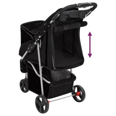 VidaXL Hondenwagen inklapbaar 80x46x98 cm oxford stof zwart - thumbnail