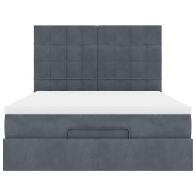 Ottoman bed met matrassen 140x190cm fluweel donkergrijs
