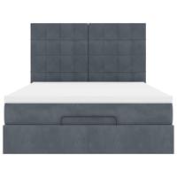 Ottoman bed met matrassen 140x200cm fluweel donkergrijs - thumbnail