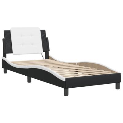 Bedframe met LED-verlichting kunstleer zwart en wit 180x200 cm - thumbnail
