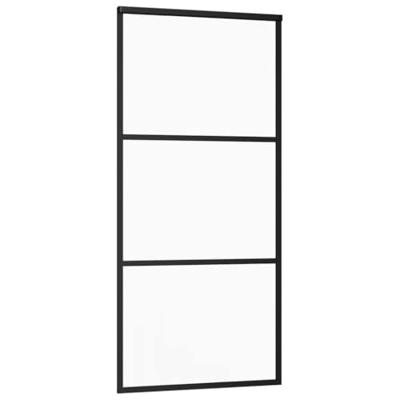 Schuifdeur met beslagset 90x205 cm ESG glas zwart