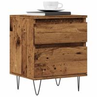 Nachtkastjes 2 st 40x35x50 cm bewerkt hout oud houtkleurig - thumbnail