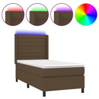 Boxspring met matras en LED stof donkerbruin 80x200 cm - thumbnail