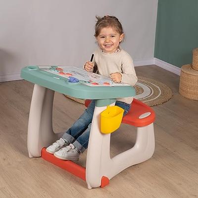 Smoby - Petit Ecolier Bureau - Kinderbureau - Dubbelzijdig Wit Magnetisch + Krijtbord - 80 Accessoires Inbegrepen - 72 Magnetische Letters en Cijfers - Vanaf 3 Jaar - Gemaakt in Frankrijk