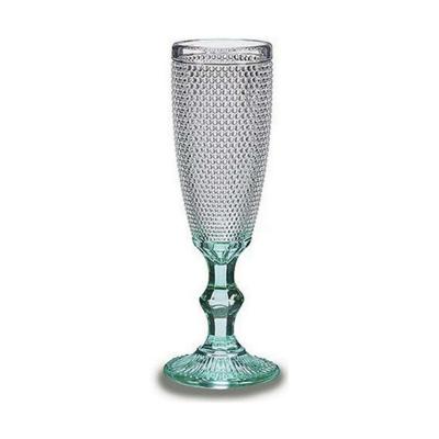 Champagneglas Vivalto Transparant Turkoois Glas 185 ml Punten (6 Stuks)