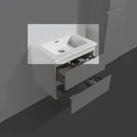 Mineraalmarmer wastafel Tieme wit zonder kraangat - thumbnail