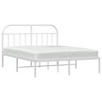 Bedframe met hoofdbord metaal wit 160x200 cm - thumbnail