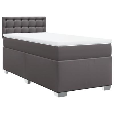Boxspring met matras kunstleer grijs 90x200 cm - thumbnail