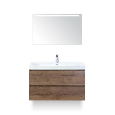 Maxx XL Badmeubelset 100 cm - Tabacco - Wastafel Just 1 kraangat - met LED Spiegel