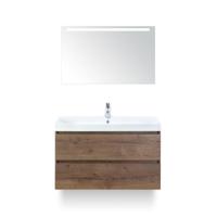 Maxx XL Badmeubelset 100 cm - Tabacco - Wastafel Just 1 kraangat - met LED Spiegel - thumbnail