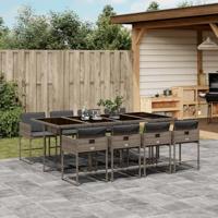 9-delige Tuinset met kussens poly rattan grijs - thumbnail