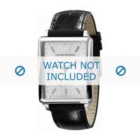 Armani horlogeband AR8009 Leder Zwart 22mm + zwart stiksel - thumbnail