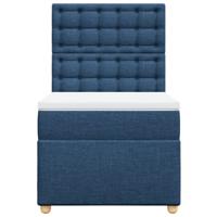 Boxspring met matras stof blauw 90x200 cm - thumbnail