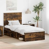 Bedframe Gerookt eiken 90 x 190 cm Massief grenenhout - thumbnail