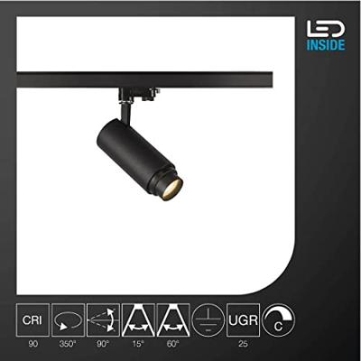 SLV NUMINOS ZOOM M 1006110 LED-railspot 3-fasig LED vast ingebouwd 20 W Zwart