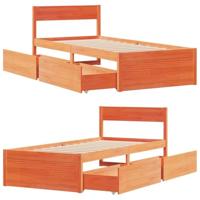 Bedframe zonder matras massief grenenhout wasbruin 75x190 cm - thumbnail