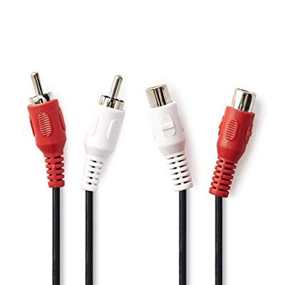 Stereo-Audiokabel | 2x RCA Male - 2x RCA Female | 5,0 m | Zwart Stereo-Audiokabel | 2x RCA Male - 2x RCA Female | 5,0 m | Zwart