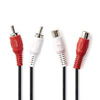 Stereo-Audiokabel | 2x RCA Male - 2x RCA Female | 5,0 m | Zwart - thumbnail