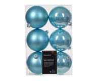 6 onbreekbare kerstballen sugar blauw 8 cm - thumbnail