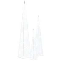 VidaXL Lichtkegelset decoratief led 30/45/60 cm acryl koudwit - thumbnail