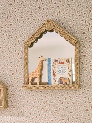 Spiegelhuis van papierkoord beige