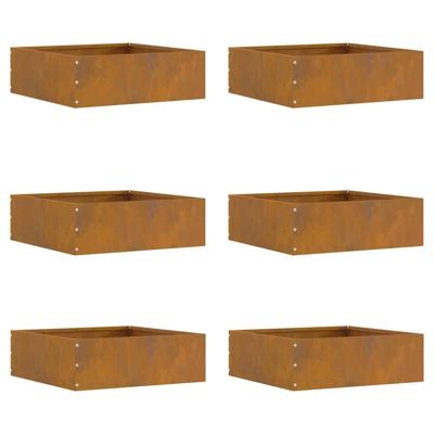 Tuinrand 6 pcs Roestig 40 x 40 x 13 cm Cortenstaal
